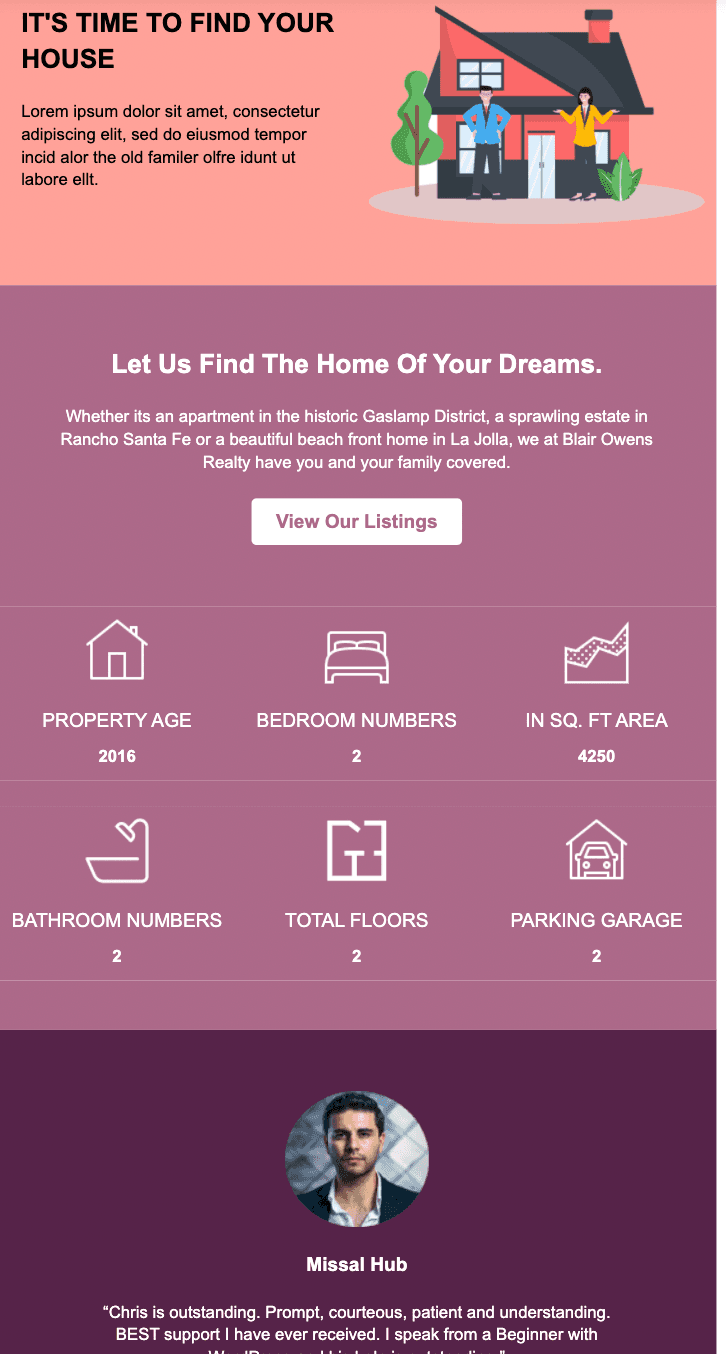 Template sample for real estate email marketing. 