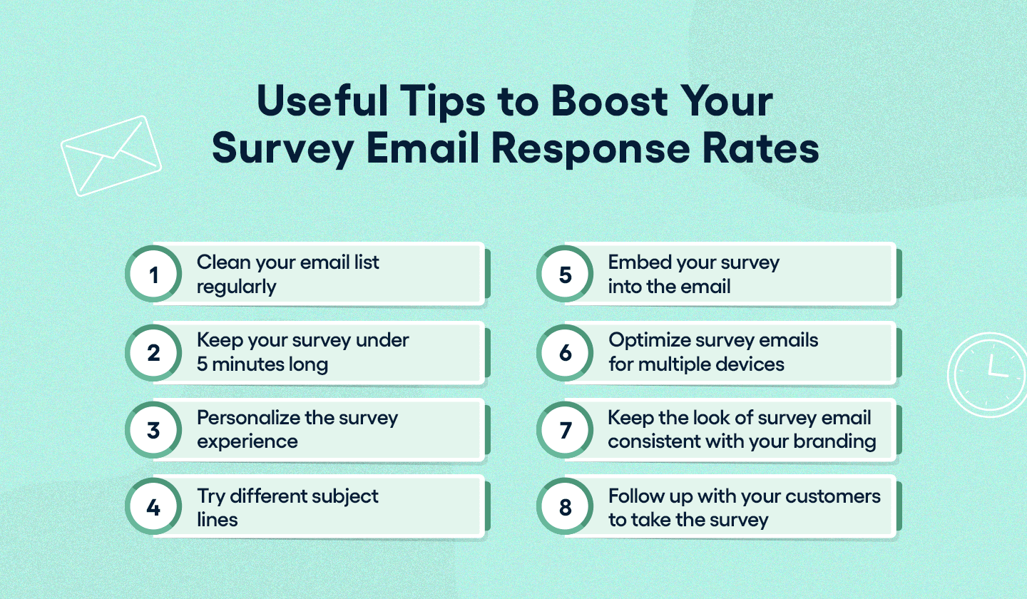 Useful tips to increase your survey email response rates.