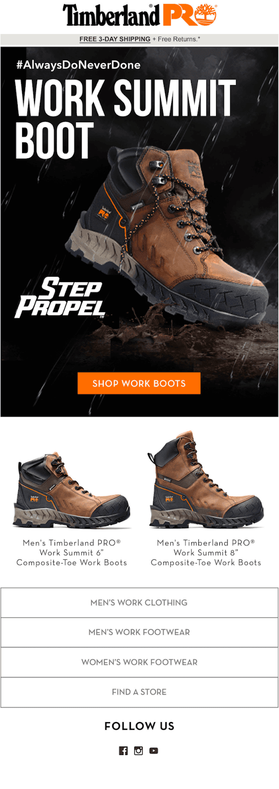 Dynamic email example from Timberland