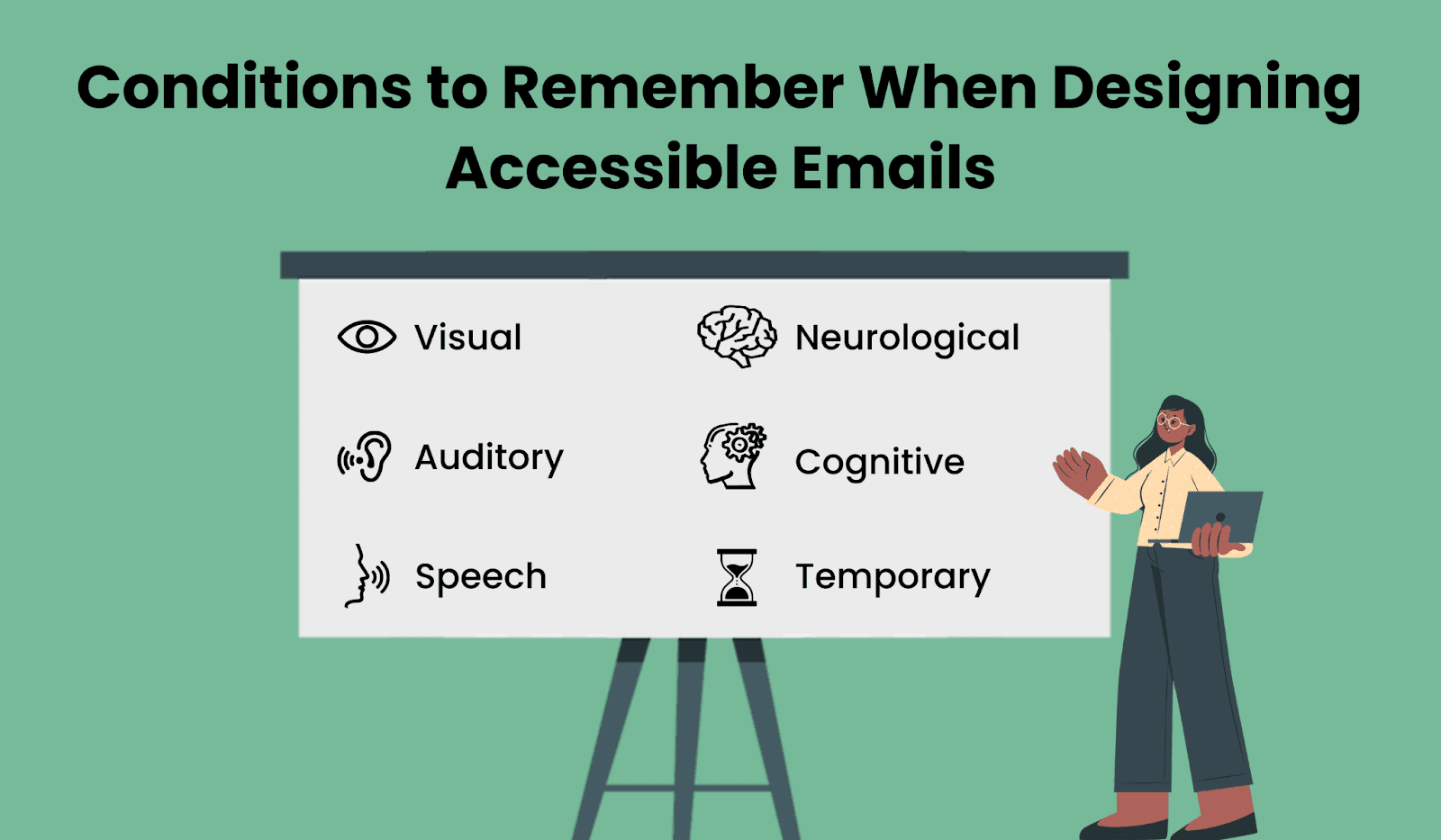 Various disabilities and impairments to keep in mind when designing accessible emails