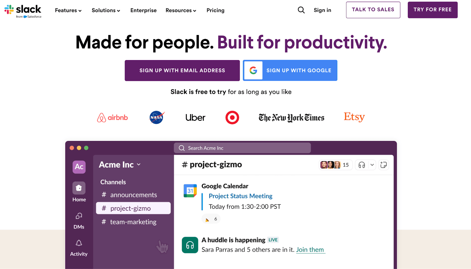 Slack for communication