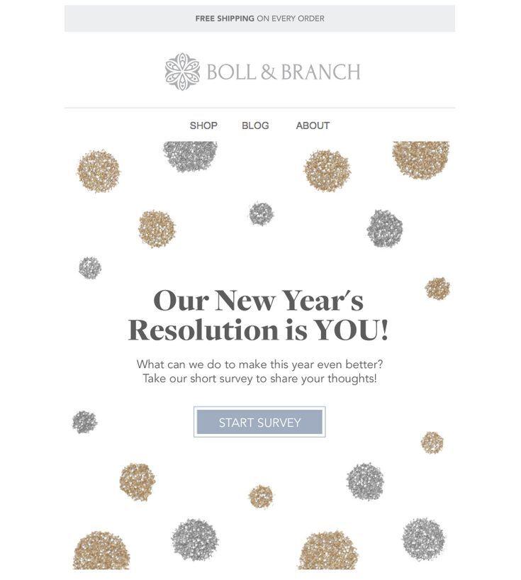 New Year email design with an interactive feature