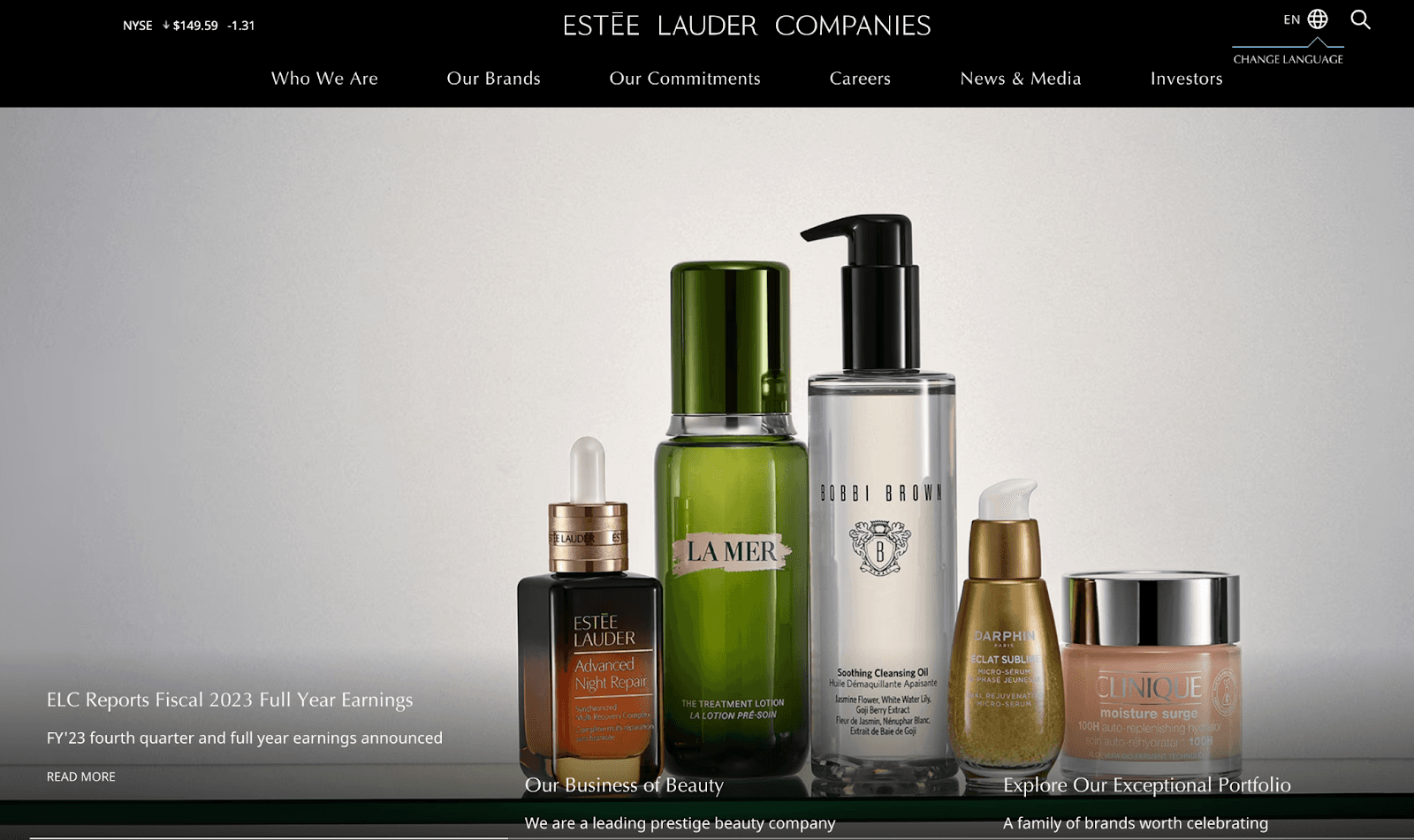 Landing page design example from Estee Lauder. 