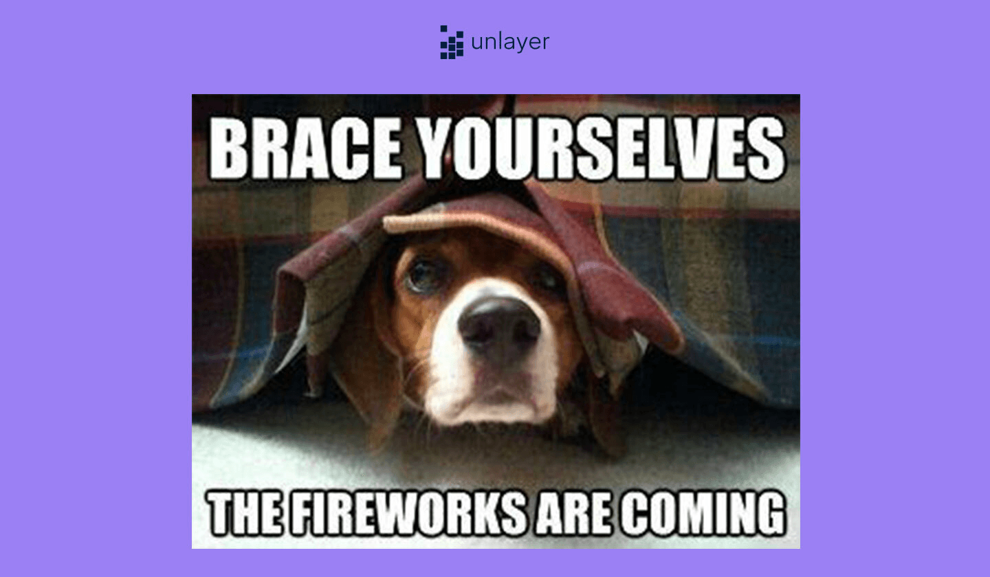 “Pets are terrified of fireworks” meme.