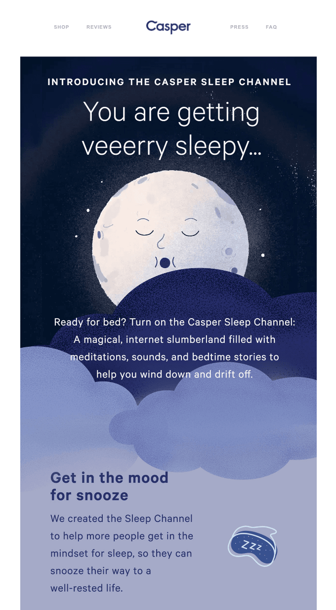 Product launch newsletter from Casper